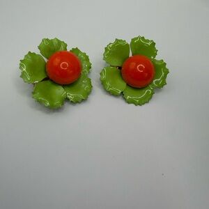 Lisner Vintage Enamel Clip On Earrings